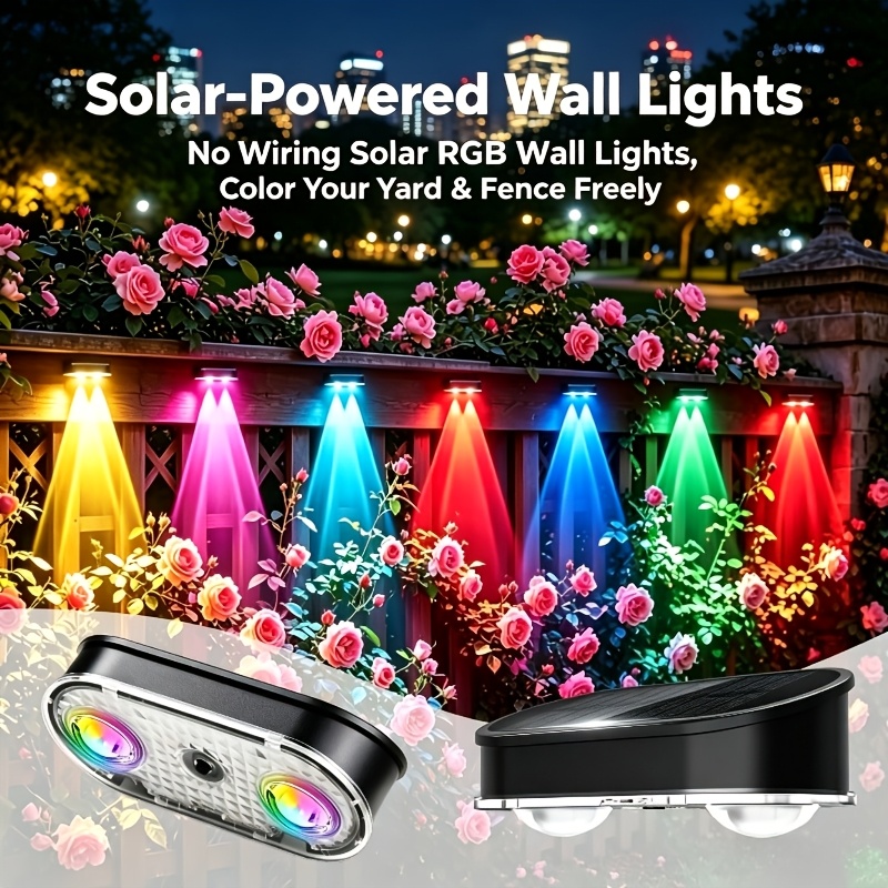 Outdoor Lighting Amazon - Lampu Pagar Tenaga Surya RGB IP44,