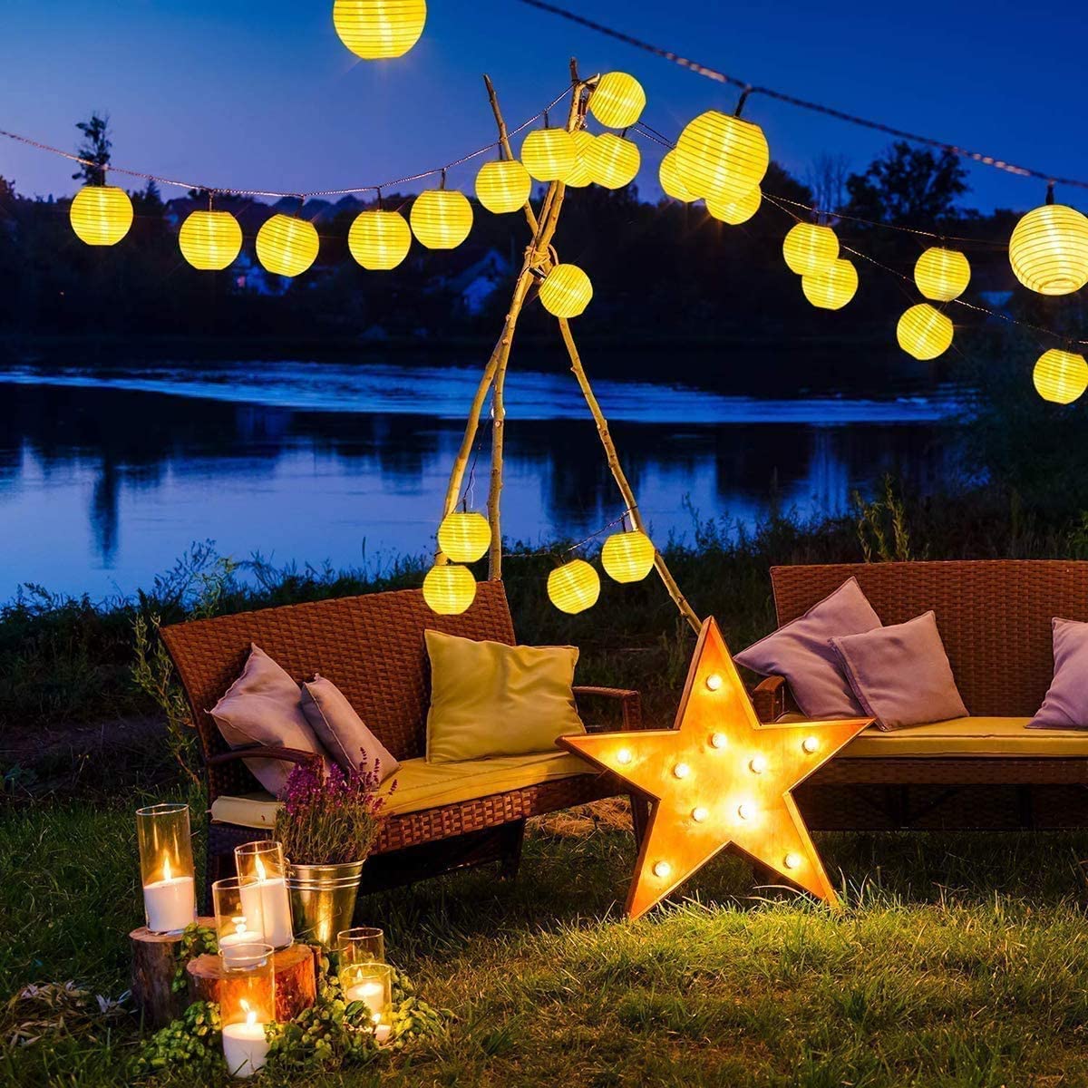 Lampu peri tali tenaga surya,  - Outdoor Lighting Under Pergola ulasan dan harga