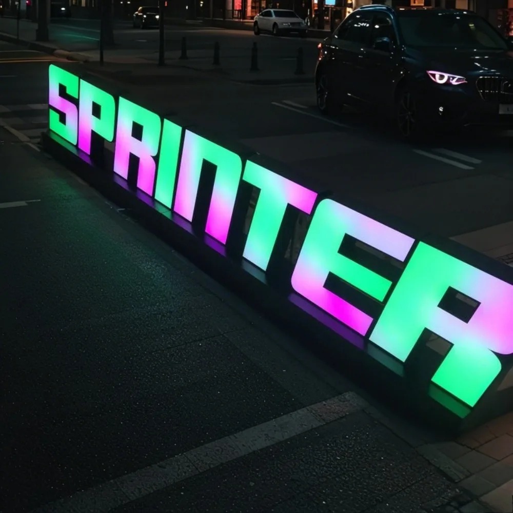 Papan Tanda LED Logam RGB Kust - Outdoor Lighting For Store ulasan dan harga
