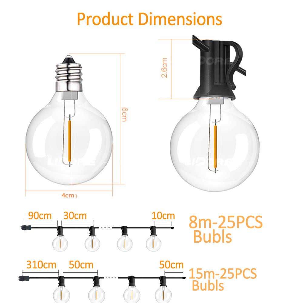 Lampu String Luar Ruangan 25FT - String Light Bistro ulasan dan harga
