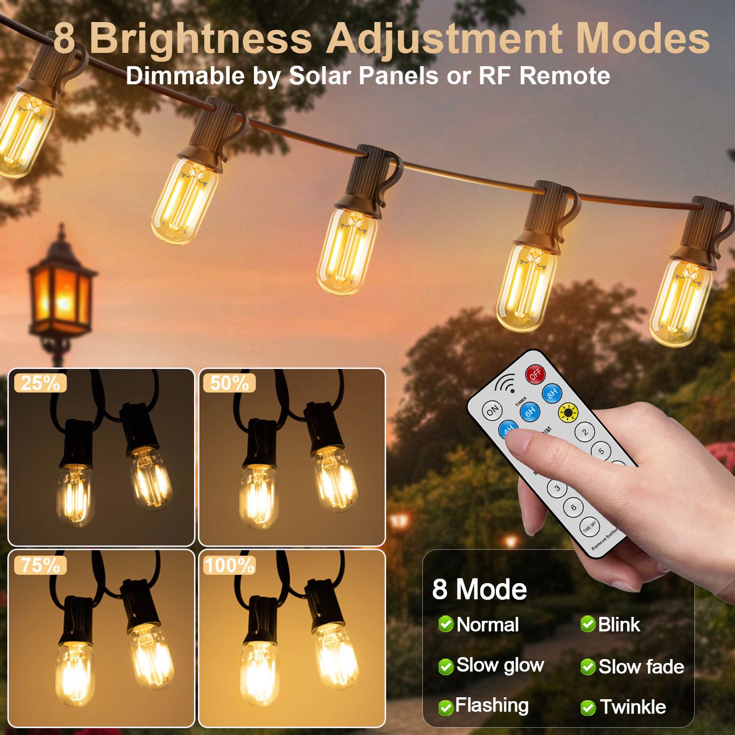 LED T22 Lampu Tali Surya 8 Mod - String Light Bistro ulasan dan harga