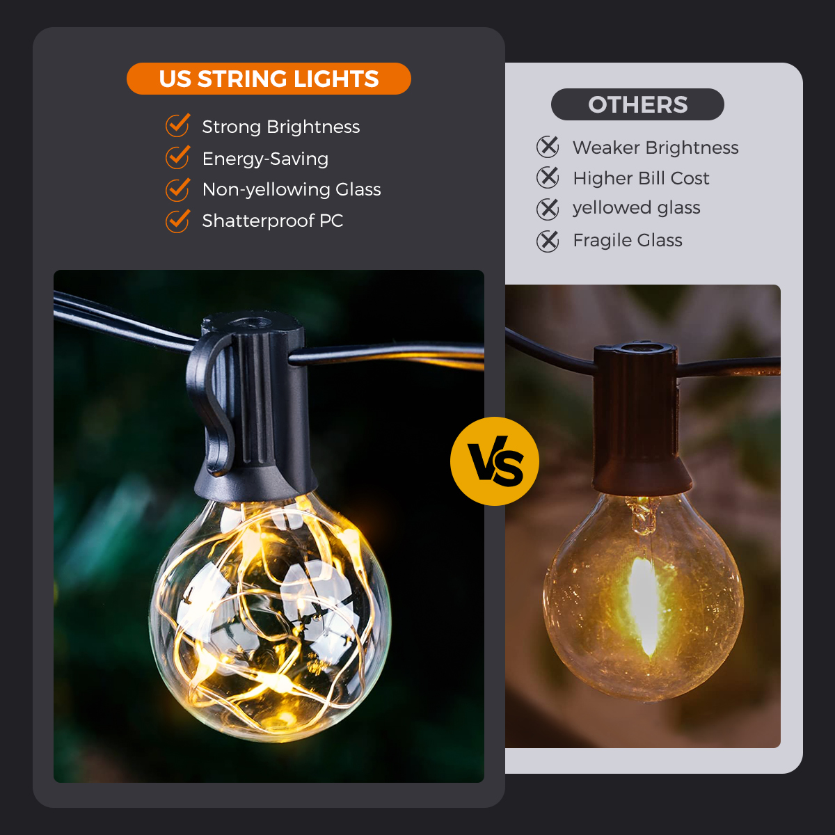 Lampu tali teras surya G40,8 m - String Light Bistro ulasan dan harga